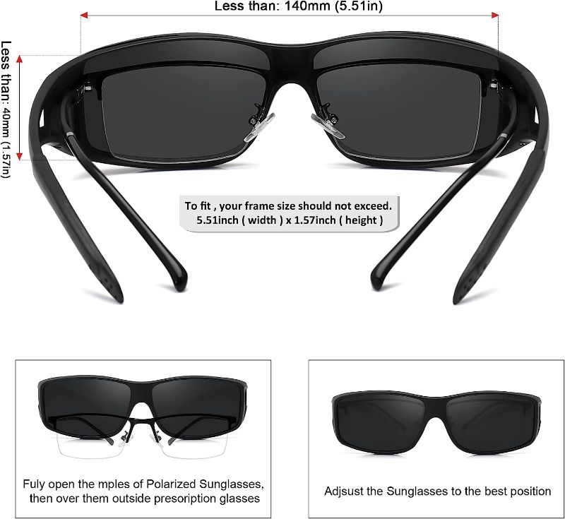 Photo 2 of MEETSUN Fit Over Glasses Sunglasses for Men Women,Wrap Around Sunglasses Polarized 100% UV400 Protection