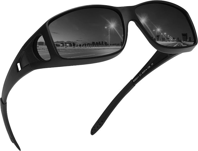 Photo 1 of MEETSUN Fit Over Glasses Sunglasses for Men Women,Wrap Around Sunglasses Polarized 100% UV400 Protection