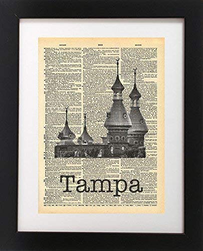 Photo 1 of Tampa Minarets Hotel - Vintage Dictionary Print 8x10 inch Home Vintage Art Abstract Prints Wall Art for Home Decor Wall Decorations For Living Room Bedroom Office Ready-to-Frame