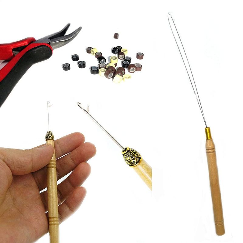 Photo 2 of Fannace Hair Extension Kit I-tip Hair Pliers Micro Pulling Needle Loop Threader
