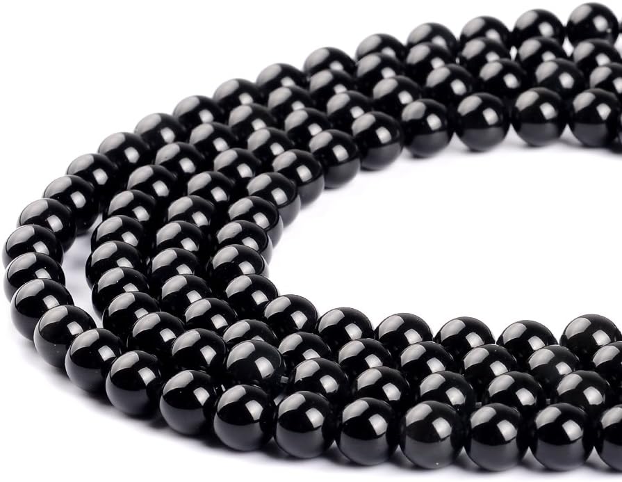 Photo 1 of Black Obsidian Gemstone Round Loose Beads Natural Stone Beads for Jewelry Making 4MM 6MM 8MM 10MM 12MM 14MM (10MM)