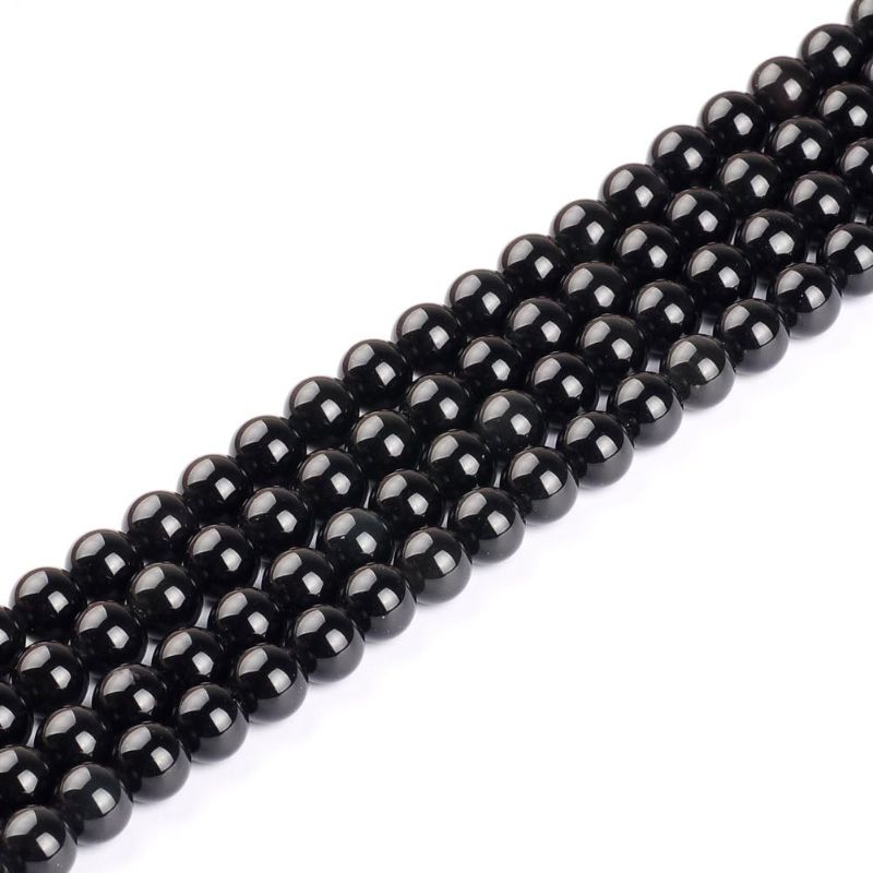 Photo 2 of Black Obsidian Gemstone Round Loose Beads Natural Stone Beads for Jewelry Making 4MM 6MM 8MM 10MM 12MM 14MM (10MM)