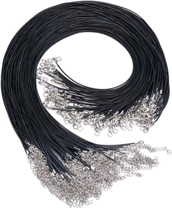 Photo 1 of  Black Waxed Necklace Cord with Lobster Clasp Bulk for Bracelet Making Necklaces Jewelry Making Supplies Accessories