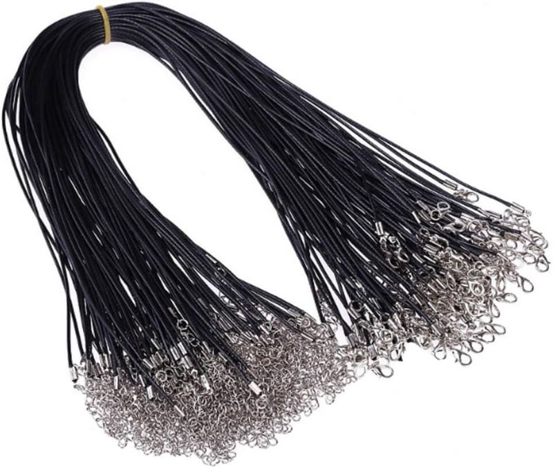 Photo 2 of Paxcoo 50Pcs 18" Black Waxed Necklace Cord for Jewelry Making