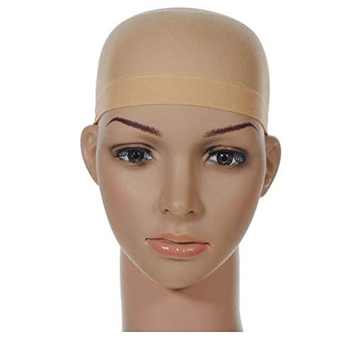 Photo 1 of 2 Pieces Skin Color Stretchy Stocking Wig Caps for Women and Men, Wig Accessories Tool