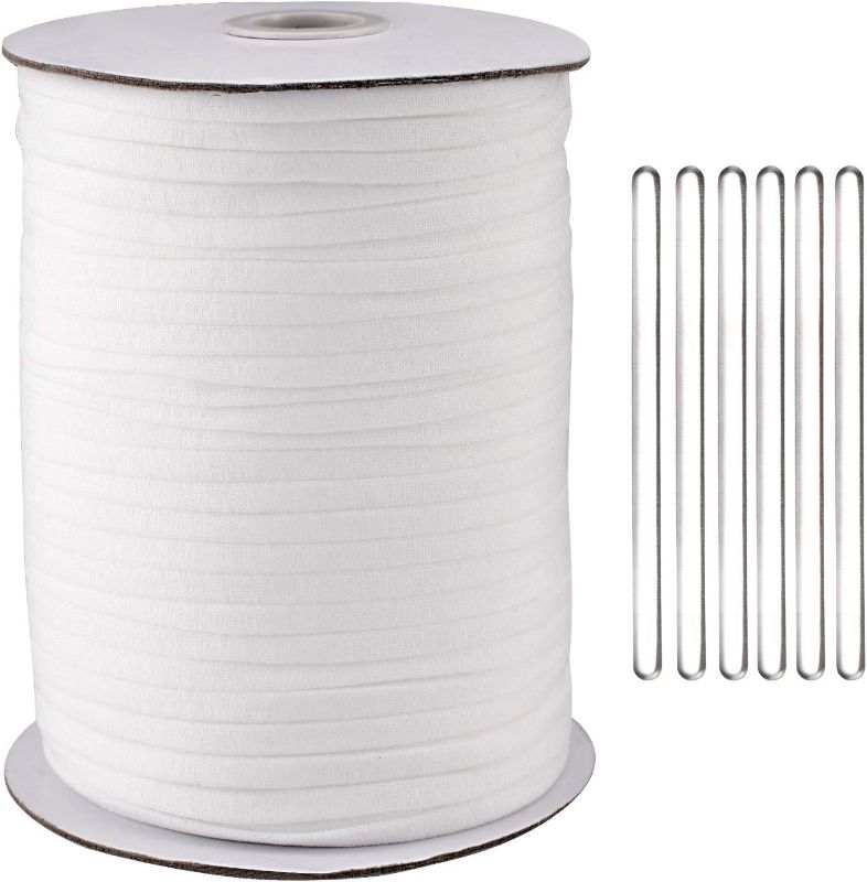 Photo 1 of 125Yard 1/5 Inch Wide White Elastic String Cord Bands Rope with 100 pcs 50MM Aluminum Nose Bridge for Sewing Crafts DIY Mask