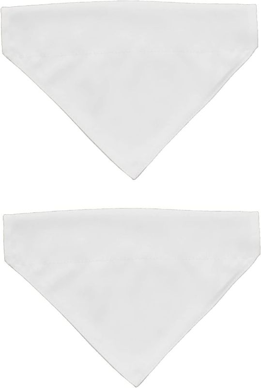 Photo 1 of EechicSpace 2 Pack Solid Color Dog Bandana Slip on Collar Polyester White Dog Collar Bandana for Small Pets