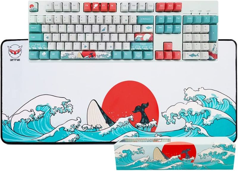 Photo 1 of Custom Keycaps and Gaming Mouse Pad Set, Upgrade OEM Profile Keycaps Keyset Dye Sublimation Keycap Set & Large Mouse Pad, Desk Mat, Keyboard Pad(27.6''x11.8'') Kit for Windows PC Gamer (Coral Sea)