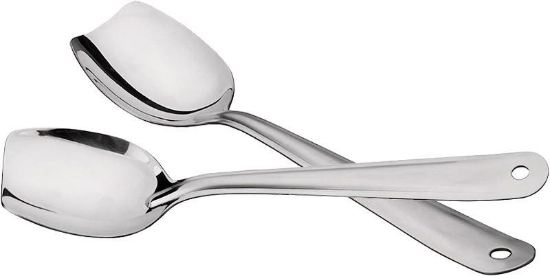 Photo 1 of  Flat Edge Cooking Spoon 18/8 Stainless Steel Serving Spoon 10-Inch Mixing Spoon, 