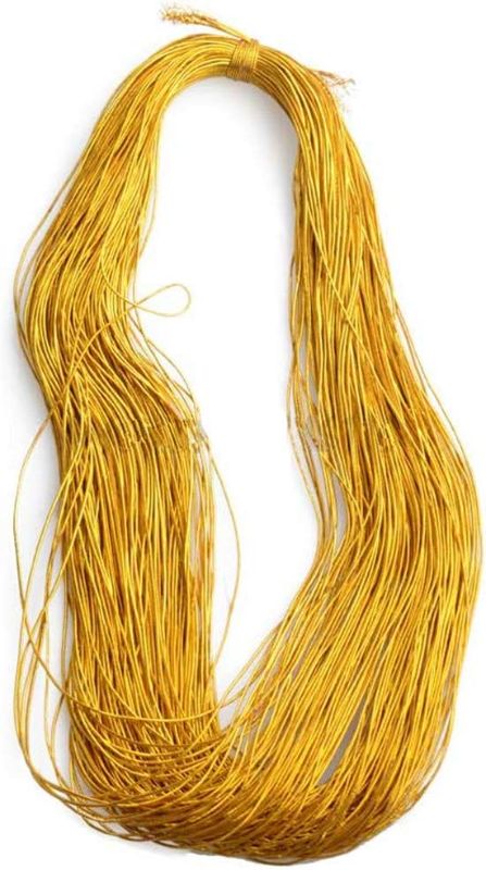 Photo 1 of 100 Yards Elastic Cord 1mm Rubber Elastic Cord Gold Silver Stretch Elastic Bands Rope Jewelry Bracelets Strings Garment Tag (Gold)