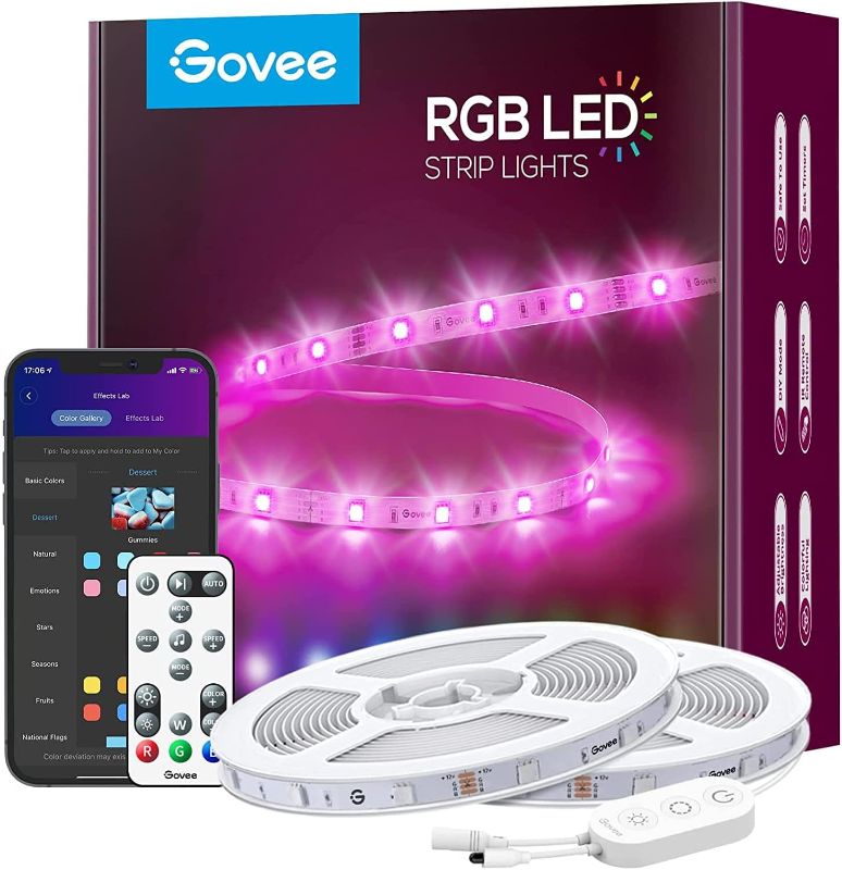 Photo 1 of Govee Smart LED Strip Lights, 50ft WiFi LED Lights with App Control, LED Lights for Bedroom, Living Room, Home, Party, 64 Scenes and Music Sync, Work with Alexa and Google Assistant, 2 Rolls of 25ft
