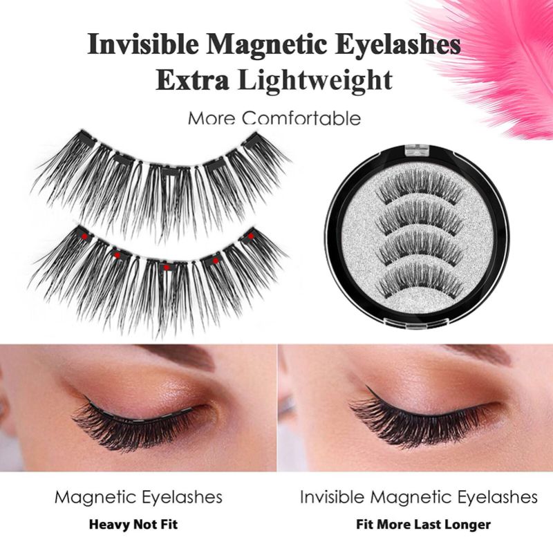 Photo 1 of Magnetic Eyelashes Kit | 1 Pair Reusable Eyelashes With 5 Magnets | 3D Natural Look False Eyelashes For Bigger And Brighter Eyes, Easy To Wear, No Glue Needed