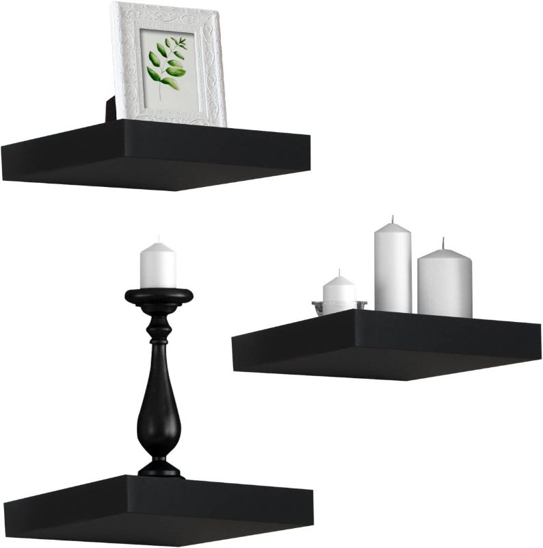 Photo 1 of Sorbus Floating Shelves — Hanging Wall Shelves Decoration — Perfect Trophy Display, Photo Frames (Black)
