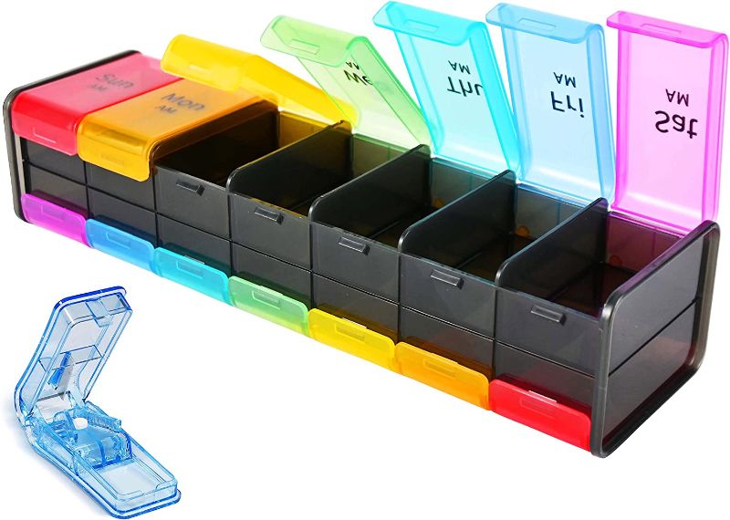 Photo 1 of Extra Large Weekly Pill Organizer, Extra Large Pill Organizer, Vitamin Organizer 7 day, Daily Pill Box Organizer Extra Large Pill Organizer 7 day XL Large Pill Organizer Extra Large Medicine Organizer