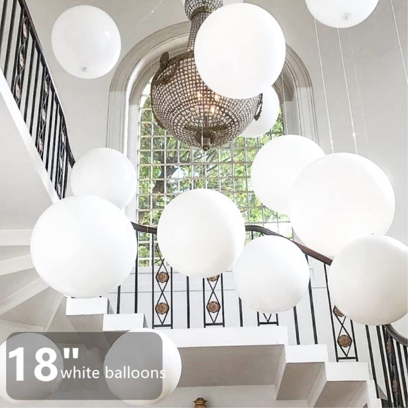 Photo 3 of GuassLee 18 Inch Big Balloon Latex Giant Balloon Jumbo Thick Balloons for Photo Shoot/Birthday/Wedding Party/Festival/Event/Carnival Decorations 30ct/Pack White