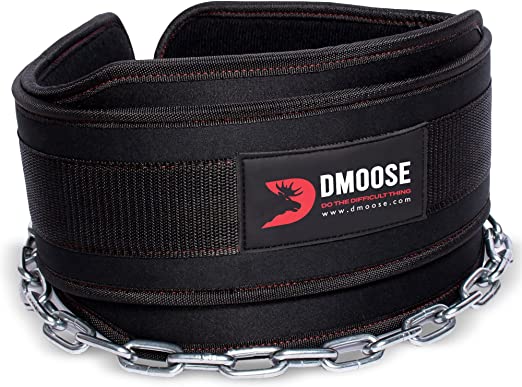 Photo 1 of DMoose Dip Belt for Weightlifting, Weight Belt with Chain for Pullup, Gym Lifting Belt for Powerlifting, Squat, Bodybuilding, Heavy Duty Steel, Workout Belt with Comfortable Neoprene Support