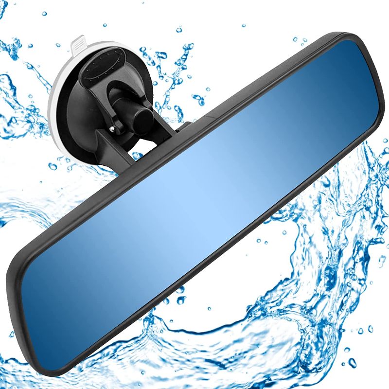 Photo 1 of HUJIKF, Rear View Mirror, Suction Cup Hd Panoramic Car Rearview Mirror Blue AntiGlare 360 Degrees Adjustable Reversing Baby Car Mirror Reduce Blind Spots 9.5In, 9.5inch