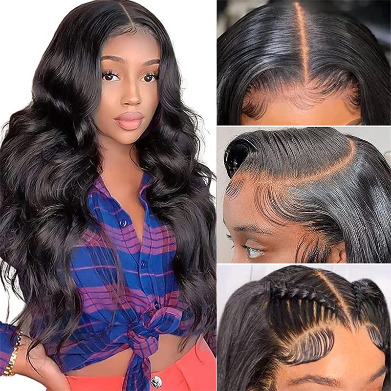 Photo 1 of 26 Inch Body Wave Lace Front Wigs Human Hair Pre Plucked 180% Density 13x4 HD Lace Front Wigs for Black Women, Glueless Wigs Unprocessed Brazilian Virgin Human Hair with Baby Hair Bleached Knots
