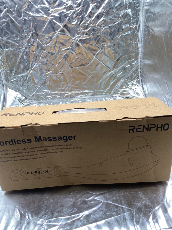 Photo 2 of RENPHO Rechargeable Hand Held Deep Tissue Massager for Muscles, Back, Foot, Neck, Shoulder, Leg, Calf Cordless Electric Percussion Body Massage, White