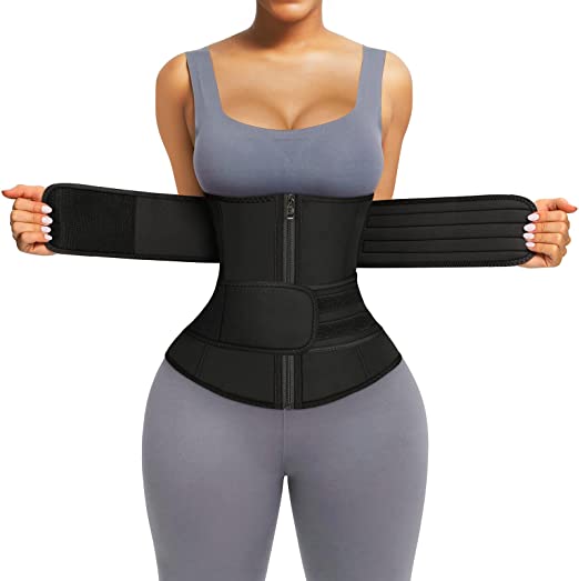 Photo 1 of FeelinGirl Waist Trainer for Women Long Torso Sauna Workout Double Belt/Three Belts With Zipper 7 Steel Bones