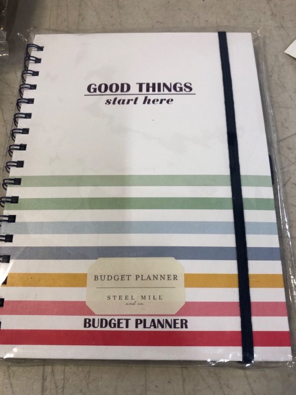 Photo 2 of 12-Month Budget Planner Spiral Notebook, Undated, Bill Planner, Financial Organizer, Spending Tracker with Cash Envelopes, Pockets, and Stickers, by Steel Mill & Co, 9.25 x 7, Stripes