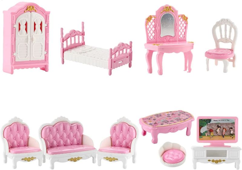 Photo 1 of 10 Pcs Mini House Furniture Set Miniature Bedroom Living Room 1:12 Furniture Accessories Model