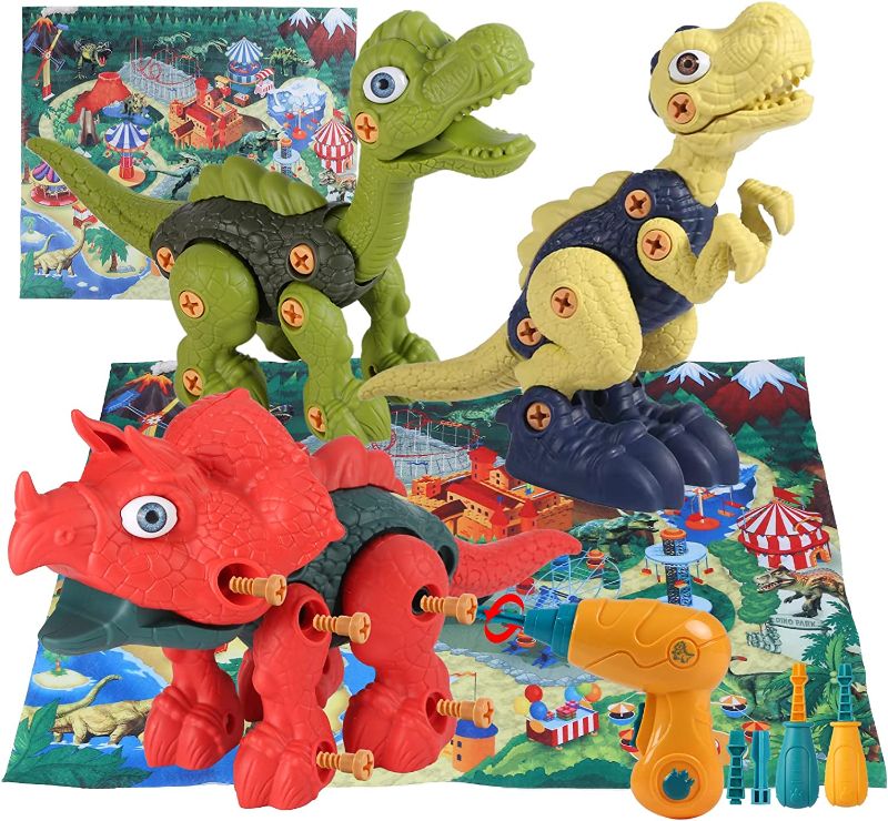 Photo 1 of Ceppekyy Take Apart Dinosaur Toys for Kids 3-5 with Play Mat, Electric Drill, Educational Toys Dinosaur Toys for Kids 5-7, STEM Building Toys for 3 4 5 6 7 Year Old Boys Girls Toddlers Gifts (6601-1)