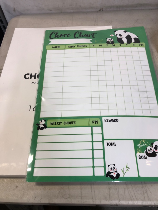 Photo 2 of Magnetic Chore Chart Dry Erase Reward Chart for Wall and Fridge Panda Good Behavior Chore Board for Multiple Kids or Family Responsibility Whiteboard Gifts for Kids 16.9” x 11.8”