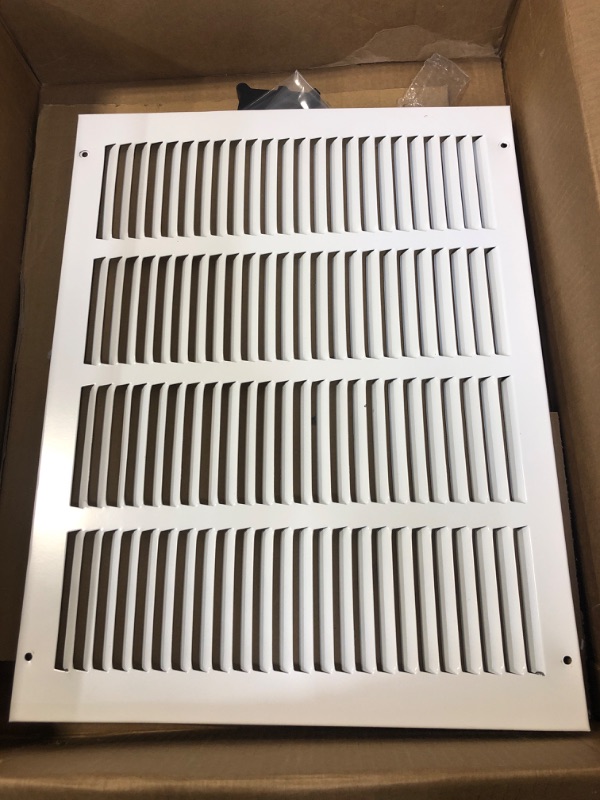 Photo 2 of 16"W x 12"H [Duct Opening Size] Steel Return Air Grille (AGC Series) Vent Cover Grill for Sidewall and Ceiling, White | Outer Dimensions: 17.75"W X 13.75"H for 16x12 Duct Opening 16"W x 12"H [Duct Opening]