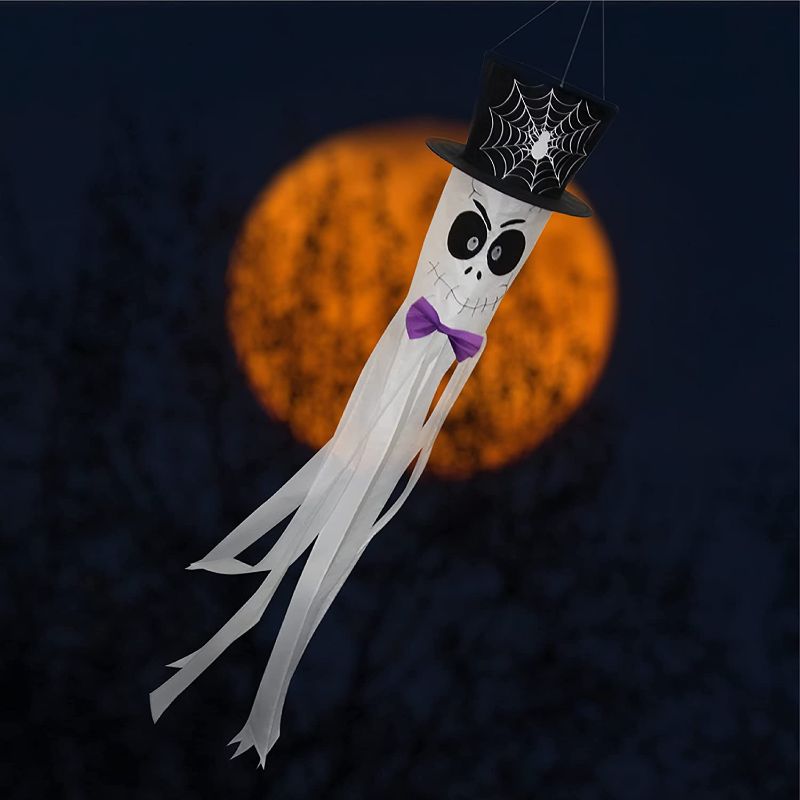 Photo 1 of SCENDOR Halloween Ghost Windsock 55 Inch Hanging Flag Decorations Outdoor Durable Fade Resistant with Adjustable Hook for Hallowmas Wind Sock