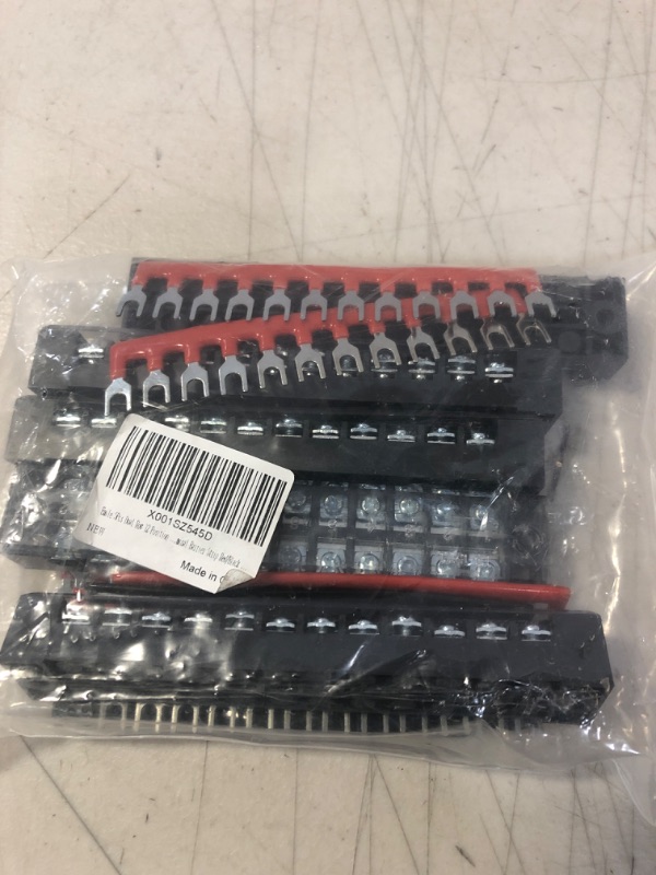 Photo 2 of 12 Postions Pre Insulated Terminal Barrier Strip Red/Black and 5Pcs Dual Row 12 Position Screw Terminal Strip 600V 15A