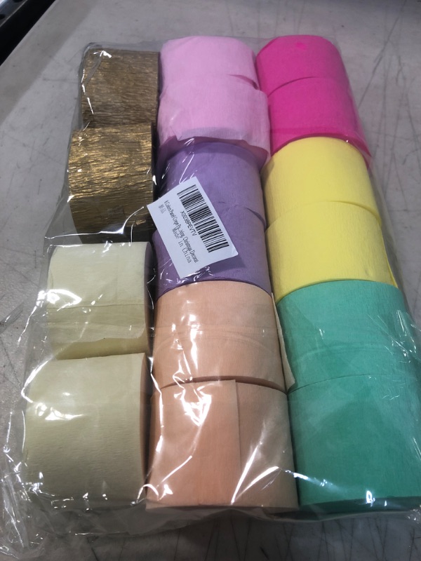 Photo 2 of 16 Rolls Crepe Paper Streamers, 8 Colors Pastel Streamers Party Supplies for Birthday Party Baby Shower Wedding Ceremony Various Large Festivals Decoration 16PCS-Pastel