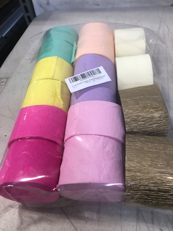 Photo 2 of 16 Rolls Crepe Paper Streamers, 8 Colors Pastel Streamers Party Supplies for Birthday Party Baby Shower Wedding Ceremony Various Large Festivals Decoration 16PCS-Pastel