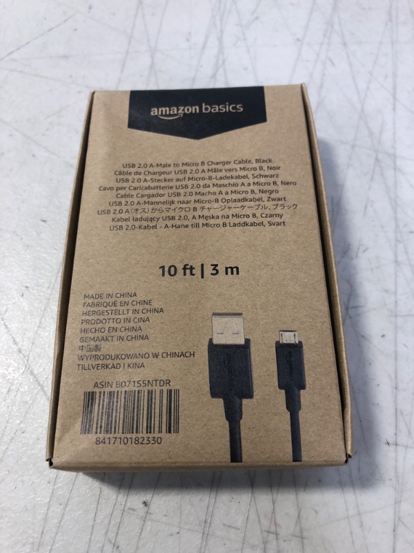 Photo 2 of Amazon Basics USB 2.0 A-Male to Micro B Cable, 10 feet, Black