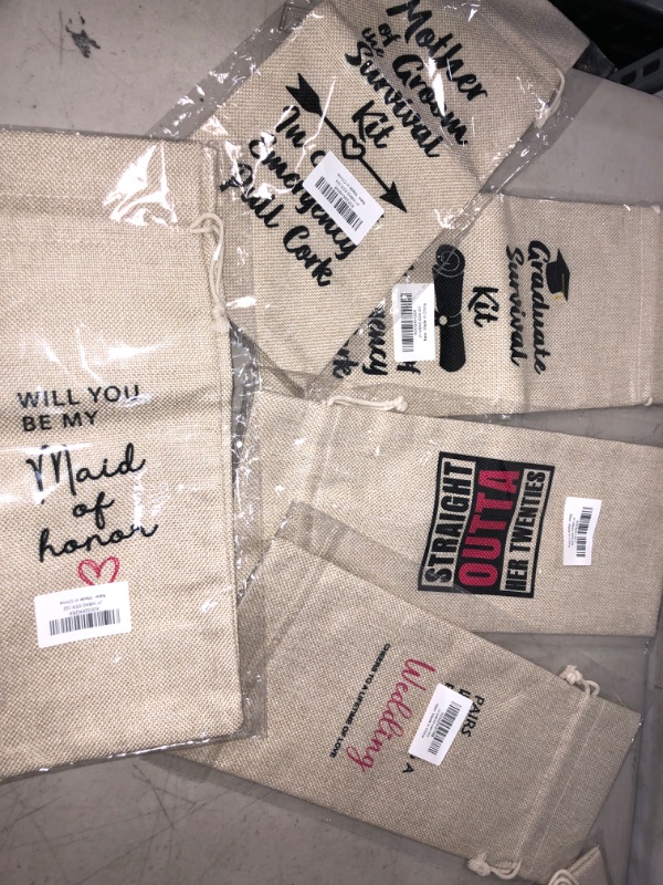 Photo 1 of  Wine Bag, Gift BAG FOR Engagement, WEDDING , BDAY , & GRADUATION Burlap BagS , 23 PCS TOTAL