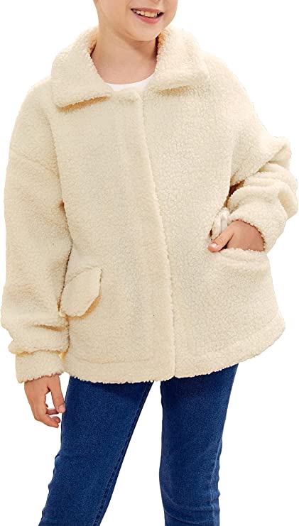 Photo 1 of Girls Sherpa Fleece Jacket Button Up Outwear Coat Fall Winter With Pockets  9-12