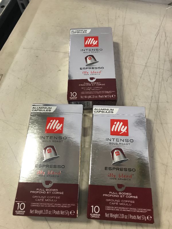 Photo 1 of 3CT illy Espresso Single Serve Coffee Capsules compatible with Nespresso Machines, 100% Arabica Bean Signature Italian Blend, Intenso Dark Roast, 10 Count Intenso Bold Roast, EXP 19DEC2022