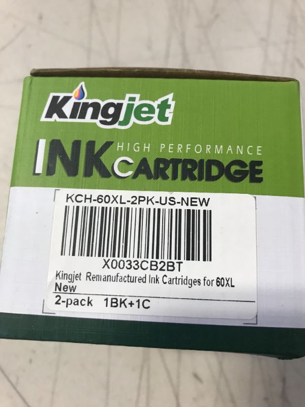 Photo 2 of Kingjet Remanufactured Ink Cartridge 60 Replacement for HP 60XL 60 XL CC641WN CC644WN Used in Photosmart C4680 D110 Deskjet D2680 D1660 D2530 F2430 F4210 Printer (1 Black, 1 Tri-Color)