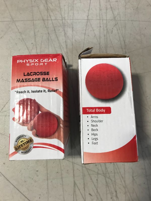 Photo 2 of 2CT Lacrosse Balls - Foot Massage Ball, Deep Tissue Myofascial Release Massage Balls for Trigger Points, Plantar Fasciitis, Tight Muscles, Neck, Back, Yoga, Workout, Stress Relief (Red, 2 Balls) Red (2 Pack Lacrosse)