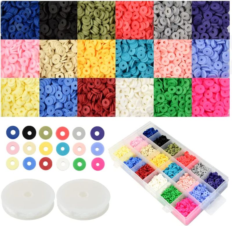 Photo 1 of 4500Pcs Clay Beads for Bracelets Making Mini Clay Beads Flat Clay Beads Clay Bead Set DIY Clay Beads Clay Bead Kit for Bracelet Making Jewelry Necklace DIY
