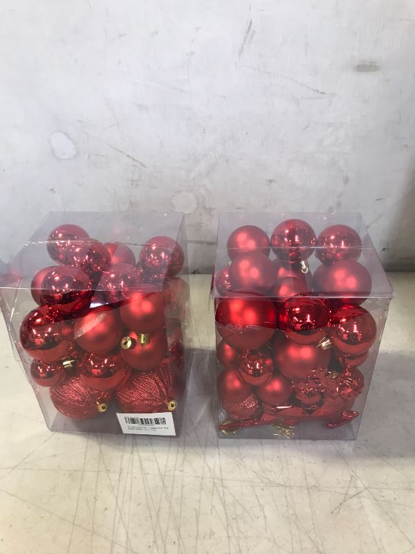 Photo 2 of 2CT SY Super Bang Christmas Ornaments Set, 36PCS Shatterproof Christmas Hanging Ball Ornaments for Xmas Tree Decorations, for Indoor Home Hotel Party Thanksgiving Holiday Decor - Red. Red 1.18"-3.14"