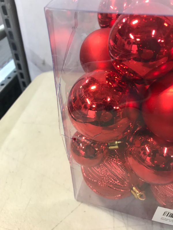 Photo 4 of 2CT SY Super Bang Christmas Ornaments Set, 36PCS Shatterproof Christmas Hanging Ball Ornaments for Xmas Tree Decorations, for Indoor Home Hotel Party Thanksgiving Holiday Decor - Red. Red 1.18"-3.14"
