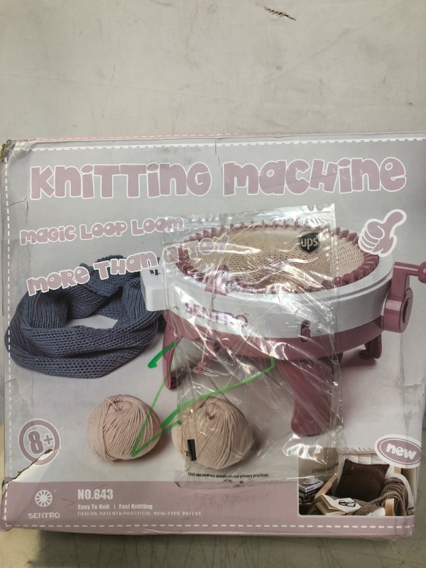 Photo 4 of 48 Needles Knitting Machines with Row Counter, Smart Weaving Loom Knitting Round Loom for Adults/Kids, Knitting Board Rotating Double Knit Loom Machine Kits Pink White 48 Needles