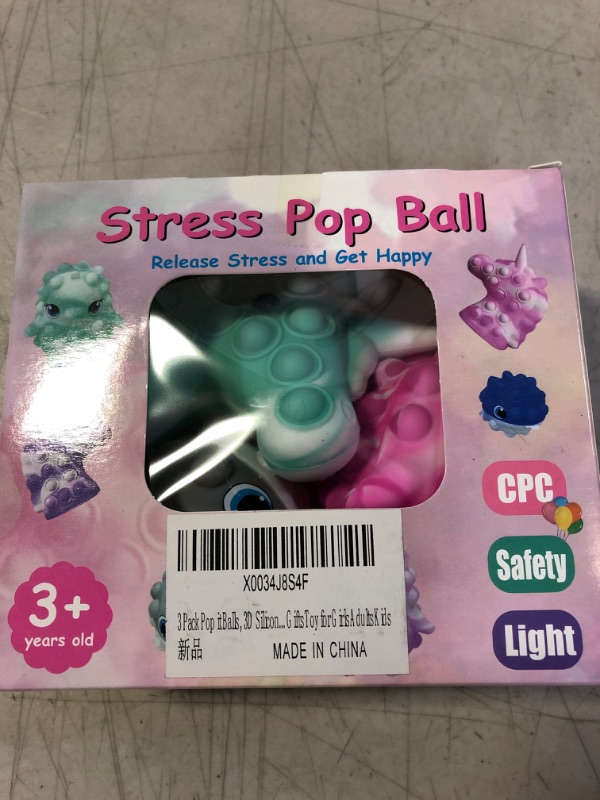 Photo 2 of 3 Pack Pop Stress Balls Fidget Toys,3D Stretchy Anxiety Relief Fingertip Squeeze Toy,Silicone Push Bubbles Stress Pressure Relieving Toys for Anti-Anxiety for Autistic Kids Smart