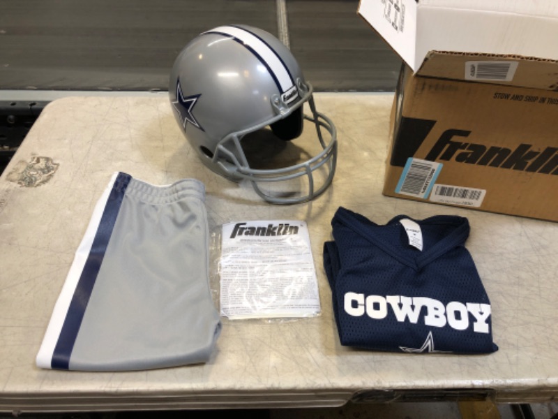 Photo 2 of Franklin Sports NFL Kids Football Uniform Set - NFL Youth Football Costume for Boys & Girls - Set Includes Helmet, Jersey & Pants Dallas Cowboys Medium