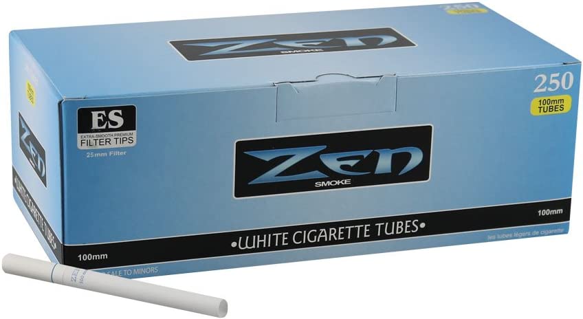 Photo 1 of 1 Box - 250pc Zen 100mm Light Cigarette Tubes White
