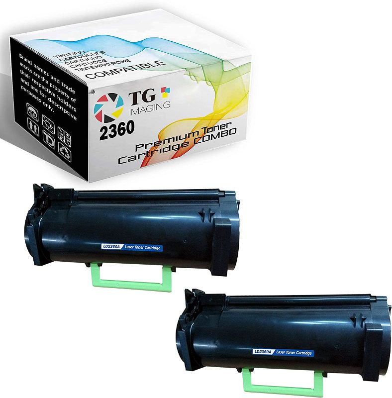 Photo 1 of 2-Pack 2xBlack TG Imaging Compatible B2360dn Toner Cartridge (8,500 Pages, Black) Work for Dell 2360 B2360 B2360d B3460dn B3465dn B2365dnf B3465 Toner Printer
