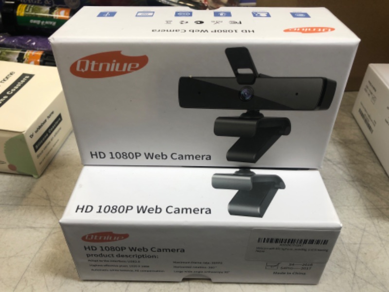 Photo 2 of 2x Qtniue Webcam with Microphone and Privacy Cover, FHD Webcam 1080p, Desktop or Laptop and Smart TV USB Camera for Video Calling, Stereo Streaming and Online Classes 30FPS