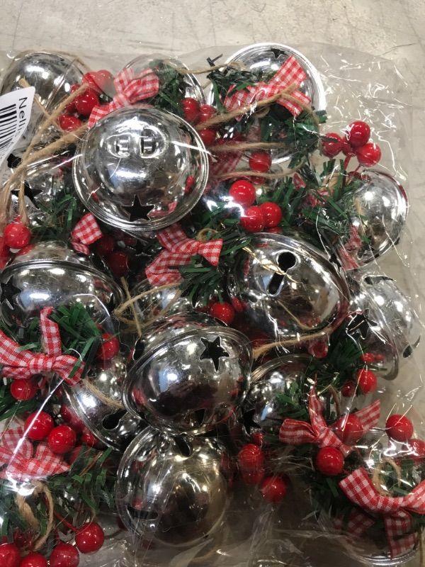 Photo 3 of 18 pcs Silver Christmas Bell Ornaments, Christmas Tree Bell Pendants, Handmade Bell doorbells, Suitable for Christmas Tree Decoration and Garland Decoration(2"-Silver 18 pcs)