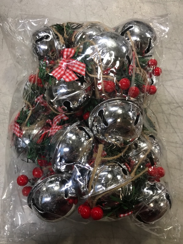 Photo 2 of 18 pcs Silver Christmas Bell Ornaments, Christmas Tree Bell Pendants, Handmade Bell doorbells, Suitable for Christmas Tree Decoration and Garland Decoration(2"-Silver 18 pcs)